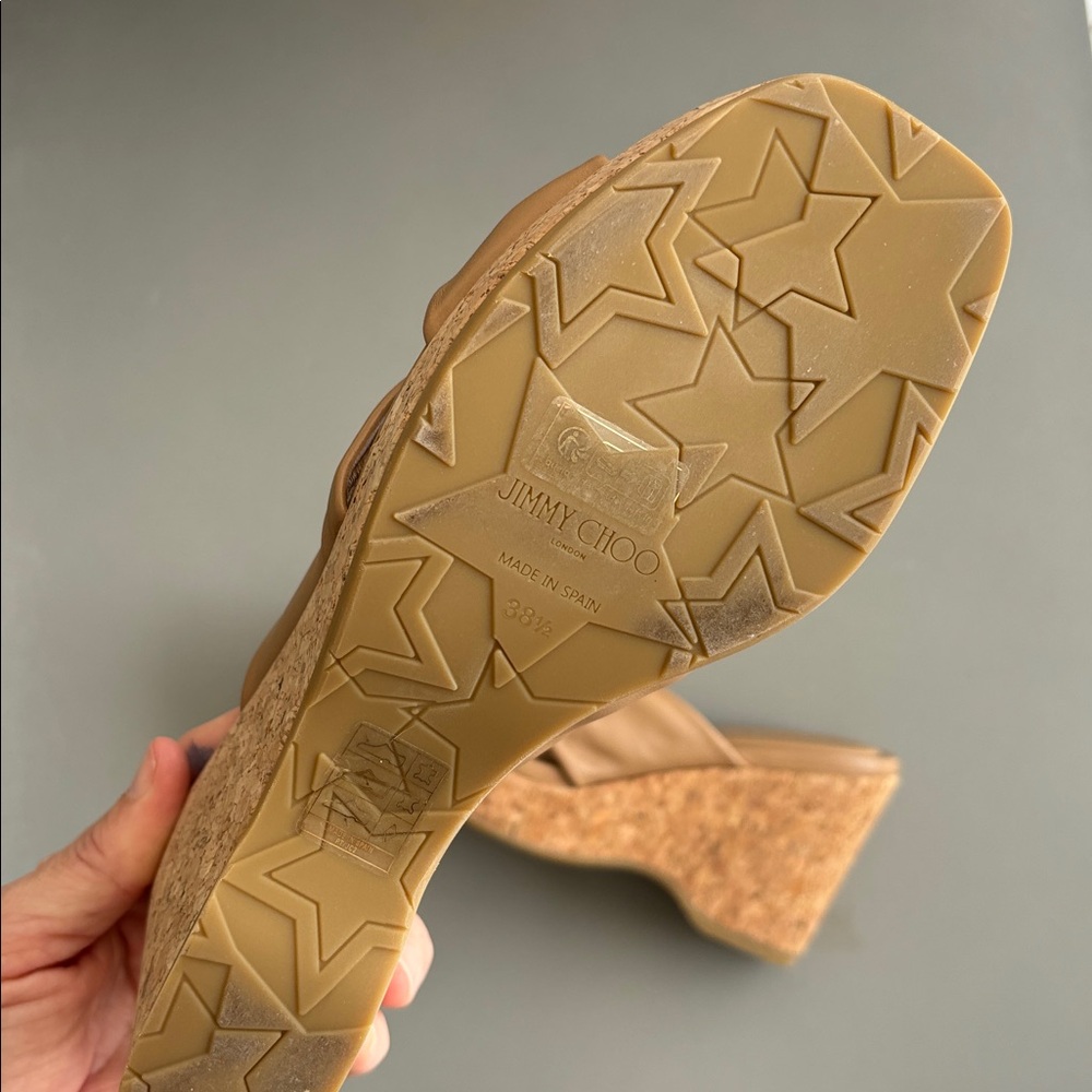 Jimmy Choo Tan Cork Wedge Sandals 8 - Picture 5 of 8